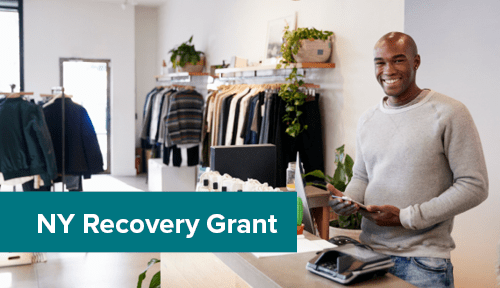 NY Recovery Grant Program Feature Image of an african american shop owner smiling