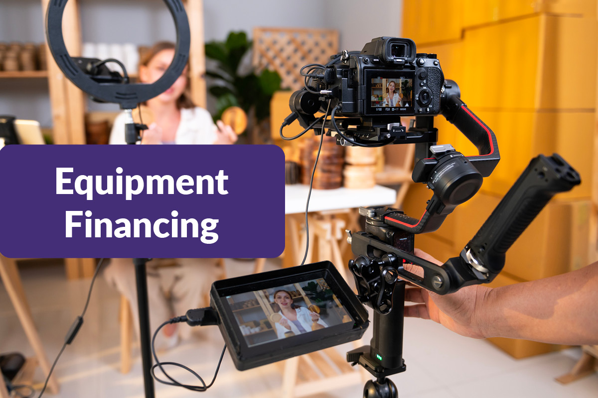 Close up of professional video equipment filming a person creating a how-to video
