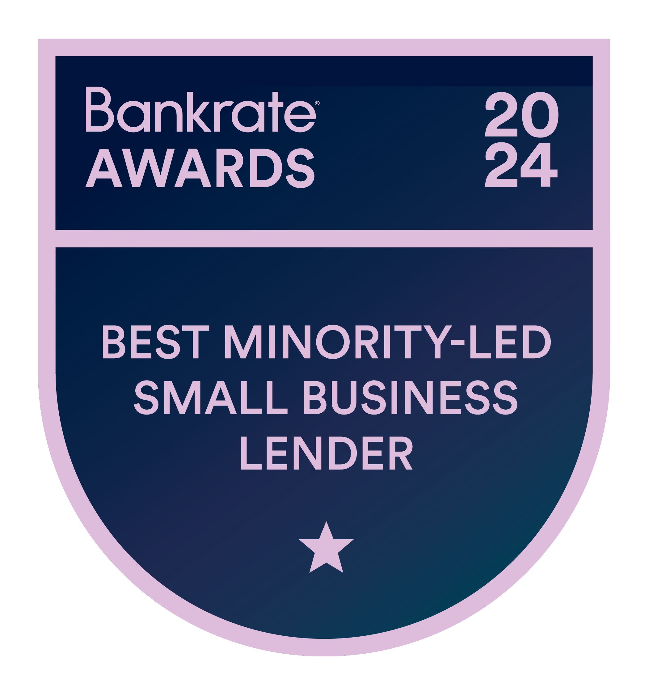 2024 Bankrate Awards - Best Minority-Led Small Business Lender Badge