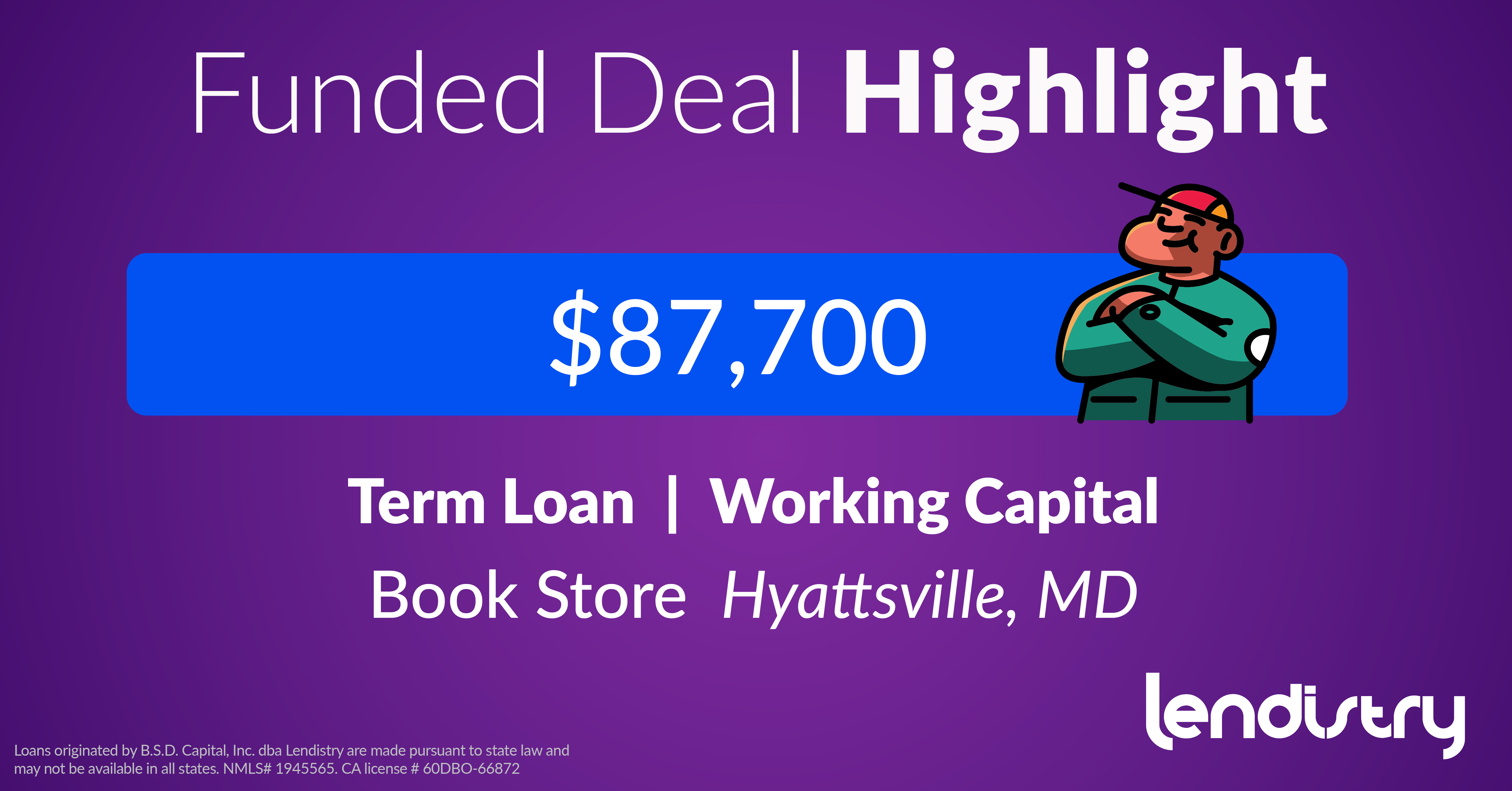 Funded Deal Highlight - $87,700 - Term Loan | Working Capital - Book Store - Hyattsville, MD Banner