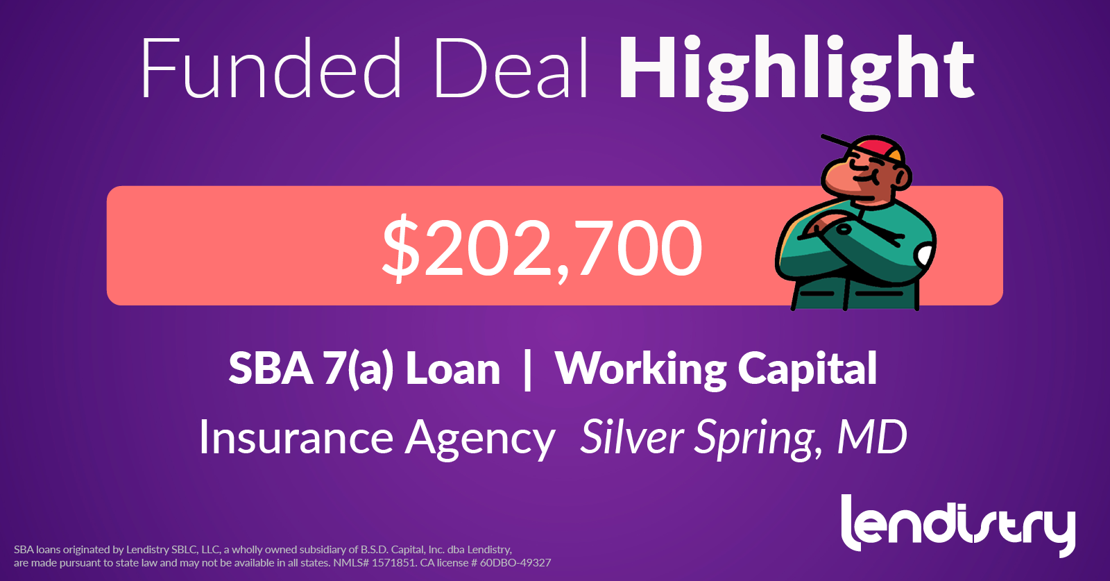 Funded Deal Highlight - $202,700 - SBA 7(a) Loan | Working Capital - Insurance Agency - Silver Spring, MD Banner