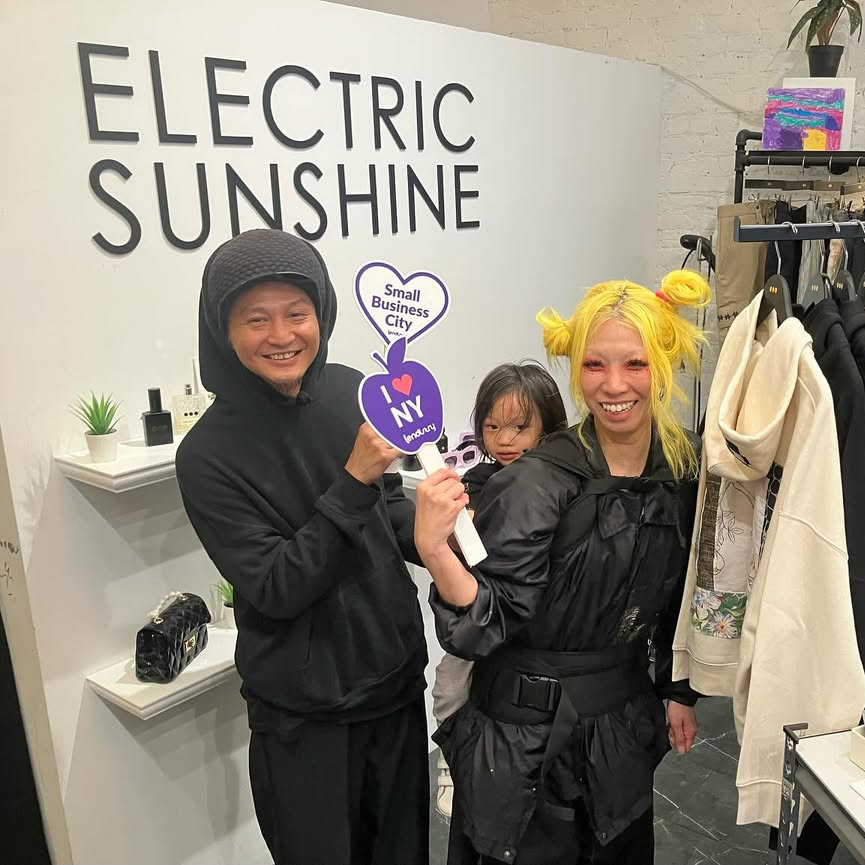 We’re still exploring Small Business City! Say hello to Artit, Sunra, and Mayuko from @electricsunshine.nyc, a streetwear brand offering new handmade designs every week 🍎 https://nysmallbusinesscity.com/