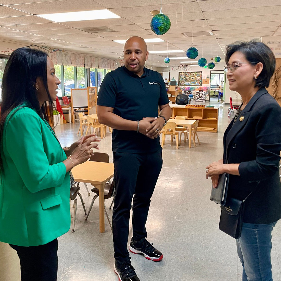 Celebrating the first day of school at @creativemindschildrenshouse with @repyoungkim! SBA funds from Lendistry helped owner, Inoka, expand the school and cover operational costs.