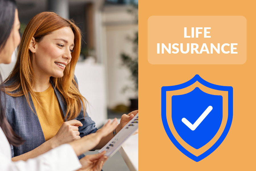 Small business owner reviewing her life insurance policy in order to take out a small business loan