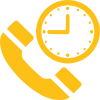 Yellow phone with clock icon