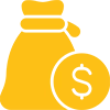 Yellow money bag icon