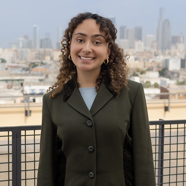 Liv McGowen profile picture with Los Angeles skyline in the background