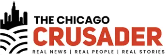 The Chicago Crusader - Real News | Real People | Real Stories logo in black and red text with Chicago skyline