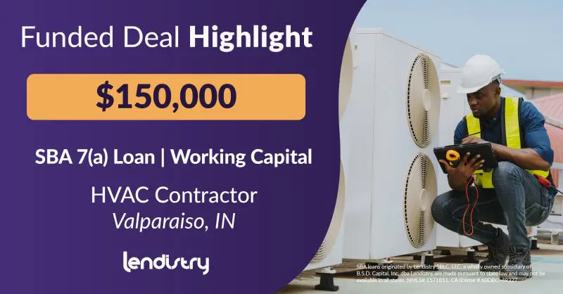 Funded Deal Highlight - $150,000 - SBA 7(a) Loan | Working Capital - HVAC Contractor - Valparaiso, IN Banner