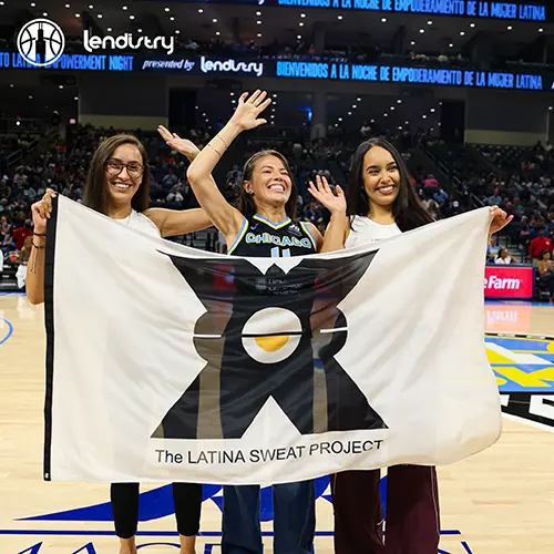 Instagram post: special thank you to @latinasweatproject for joining us as our Community Spotlight for our Latina Empowerment Game presented by @lendistry